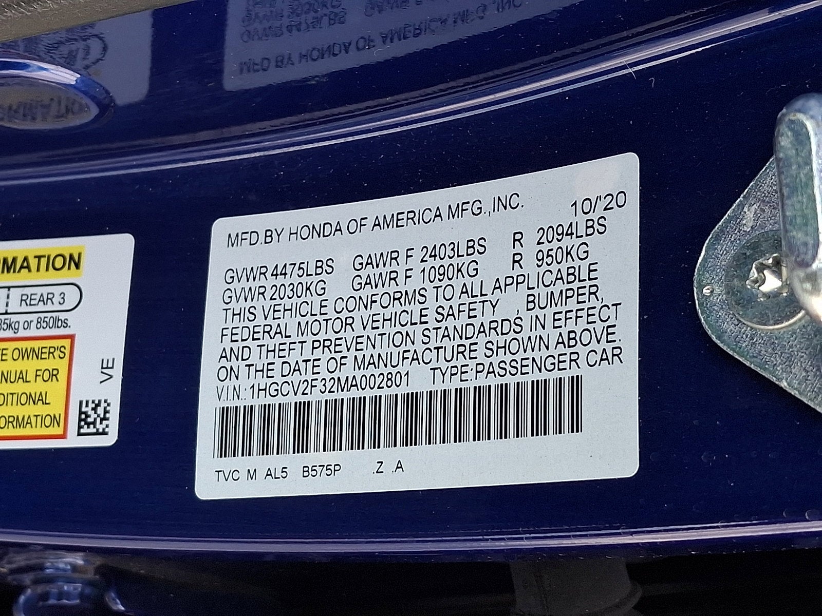 2021 Honda Accord Sedan Sport