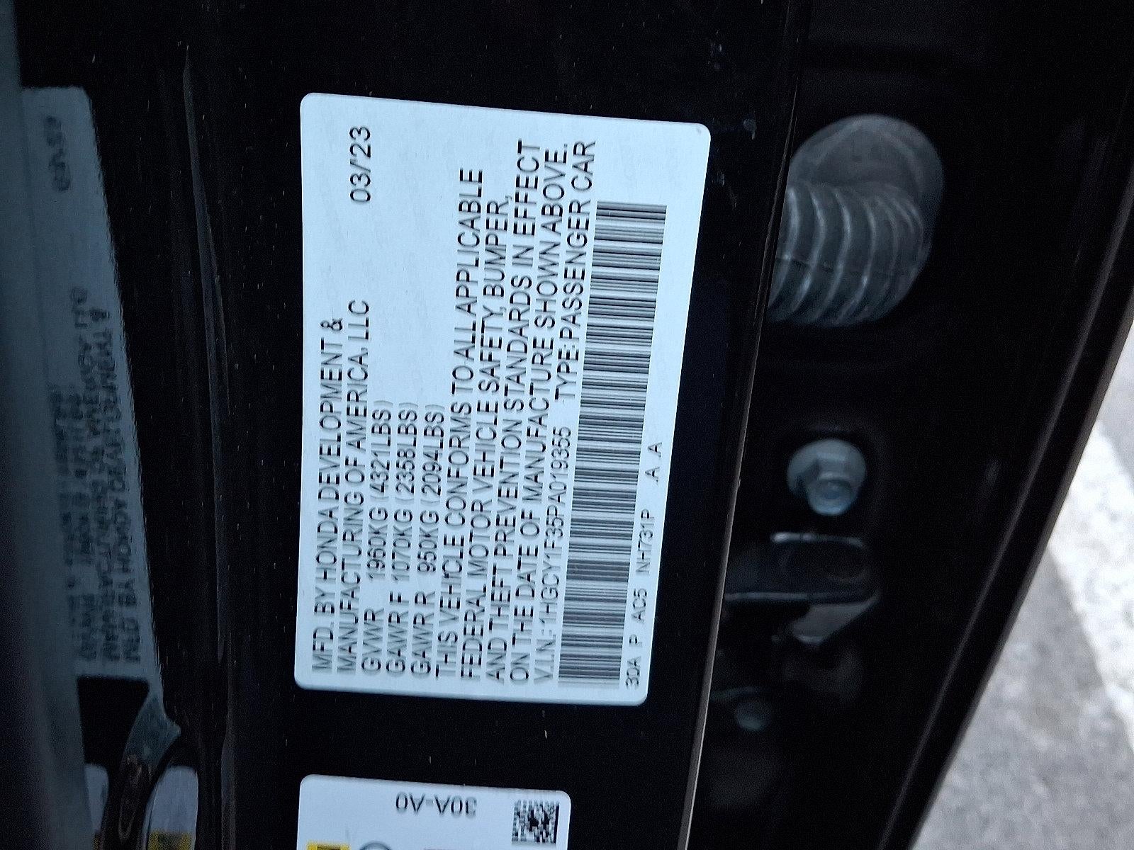 2023 Honda Accord Sedan EX CVT w/o BSI