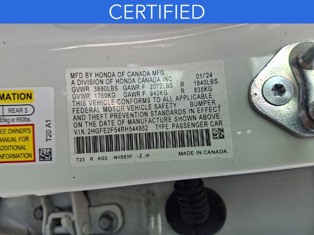 2024 Honda Civic Sport CERTIFIED