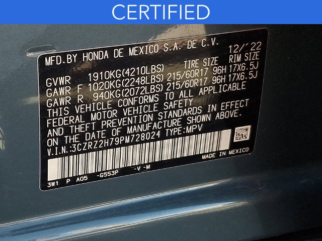 2023 Honda HR-V EX-L **CERTIFIED**