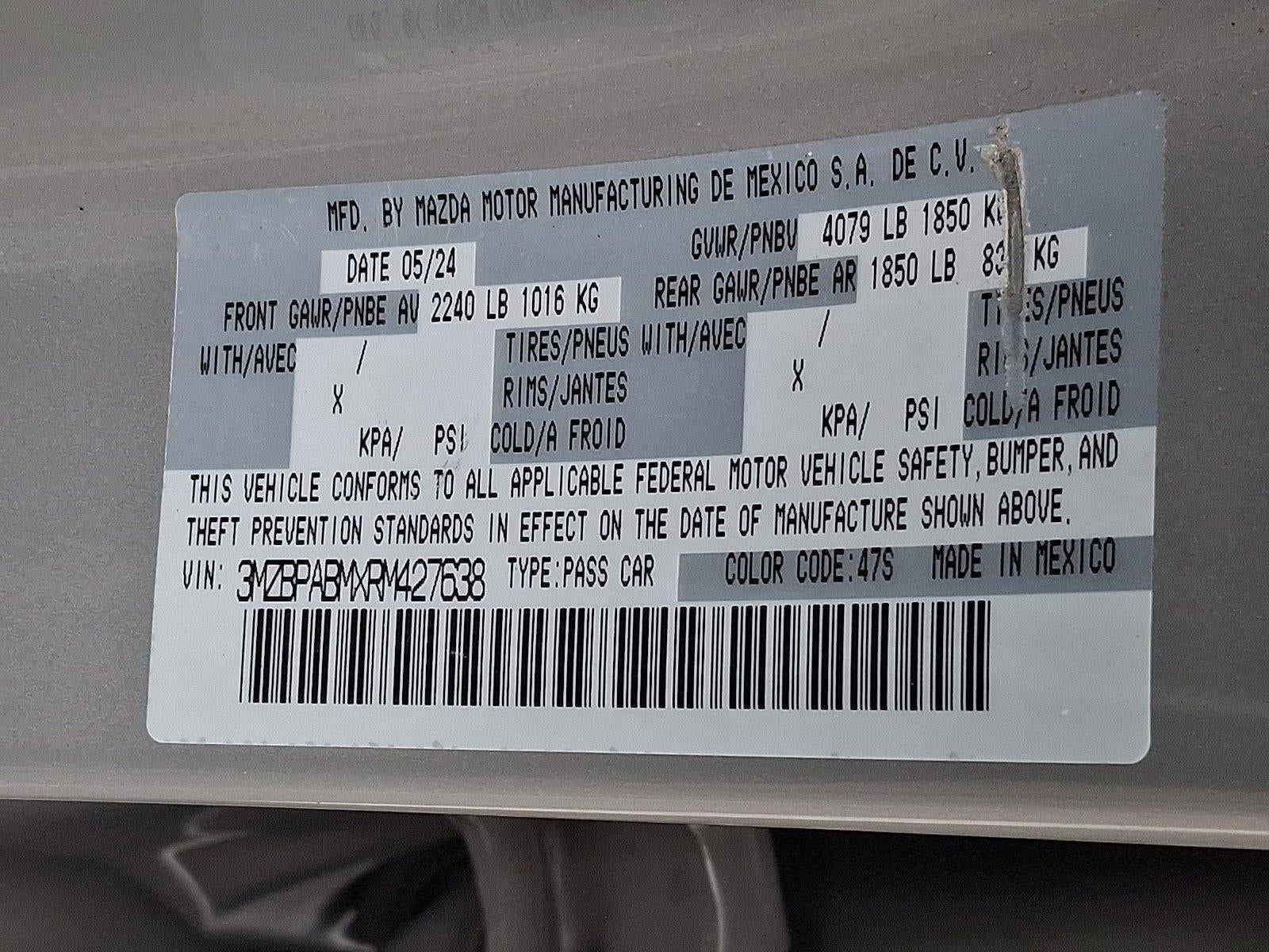 2024 Mazda Mazda3 Sedan 2.5 S Select Sport FWD