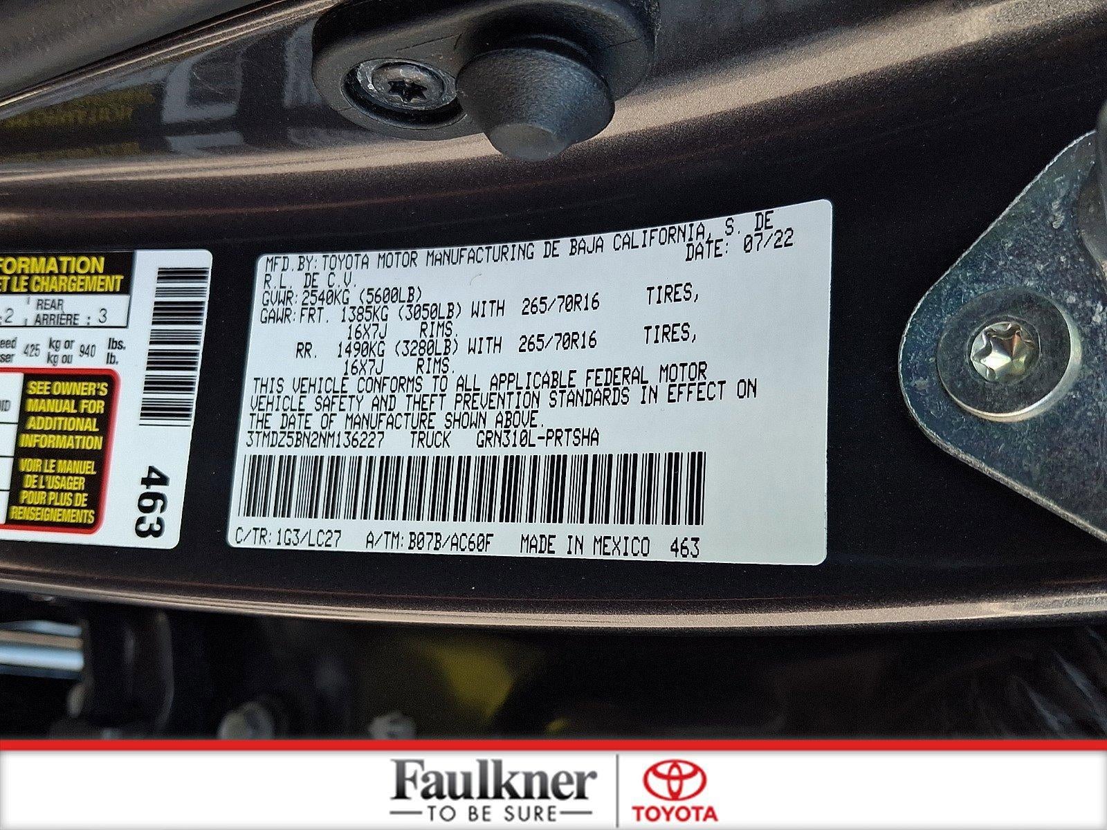 2022 Toyota Tacoma 4WD 4WD SR5 Double Cab 6' Bed V6 AT (Natl)