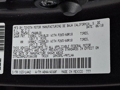 2018 Toyota Tacoma Limited Double Cab 5' Bed V6 4x4 AT (Natl)