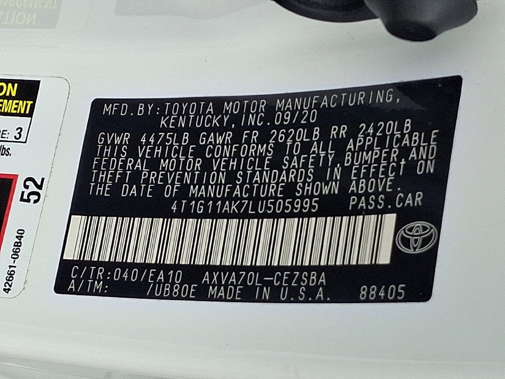 2020 Toyota Camry SE CERTIFIED