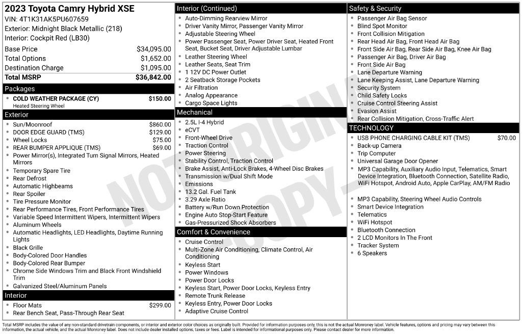 2023 Toyota Camry Hybrid XSE CERTIFIED
