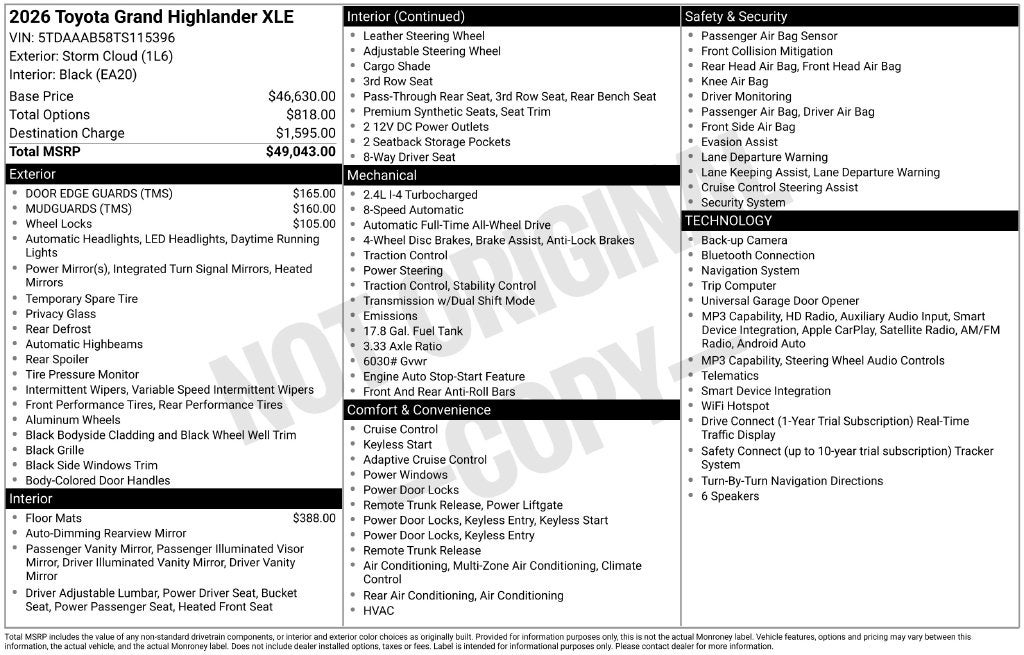 2026 Toyota Grand Highlander XLE CERTIFIED
