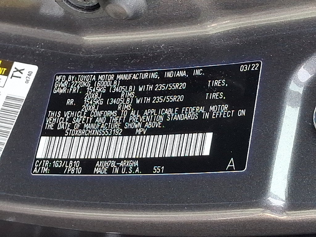 2022 Toyota Highlander Hybrid Limited CERTIFIED