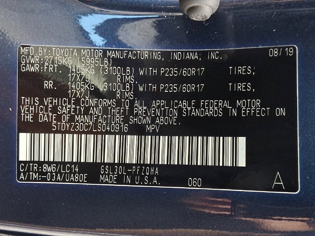 2020 Toyota Sienna XLE 7 Passenger