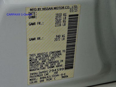 2015 Nissan Altima 4dr Sdn I4 2.5 SV