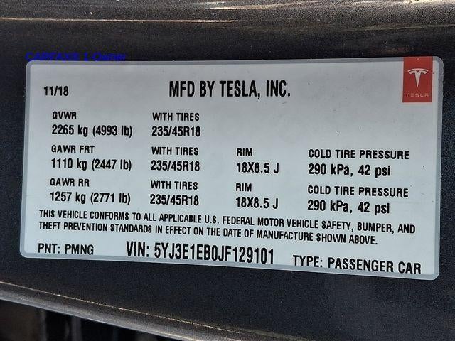 2018 Tesla Model 3 Long Range Battery AWD