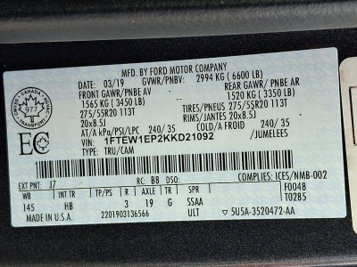 2019 Ford F-150 LARIAT 4WD SuperCrew 5.5' Box