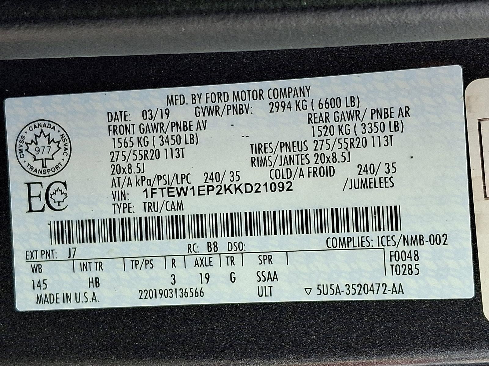 2019 Ford F-150 LARIAT 4WD SuperCrew 5.5' Box