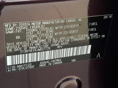 2018 Toyota RAV4 XLE AWD (Natl)