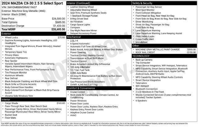 2024 Mazda Mazda CX-30 2.5 S Select Sport AWD