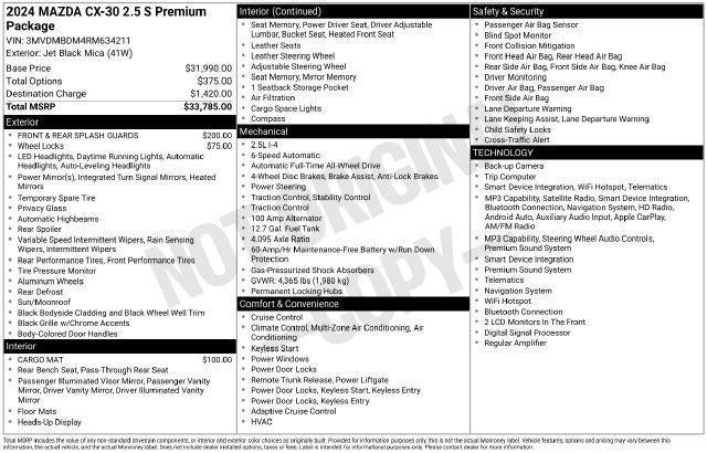 2024 Mazda Mazda CX-30 2.5 S Premium Package AWD