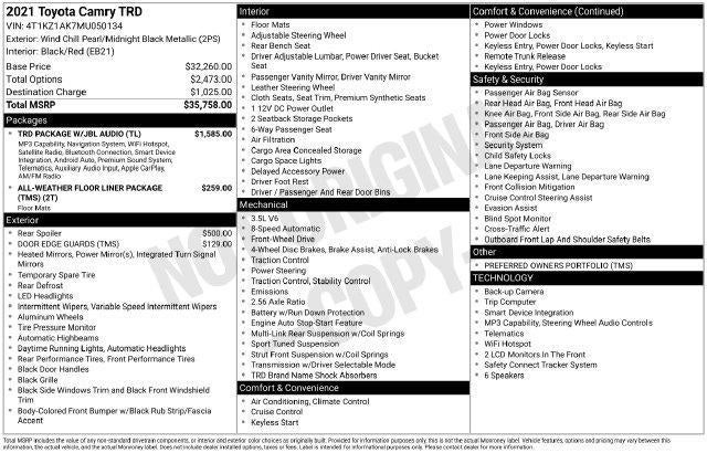 2021 Toyota Camry TRD V6 Auto (Natl)