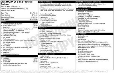2025 Mazda Mazda CX-5 2.5 S Preferred Package AWD