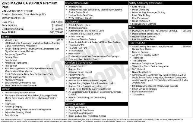2026 Mazda Mazda CX-90 PHEV Premium Plus AWD