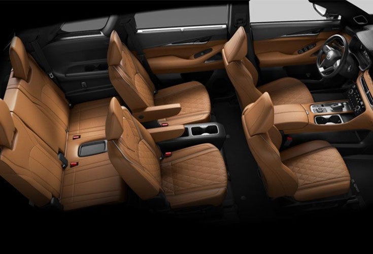 Three-row leather interior seating of the INFINITI QX60 viewed from above