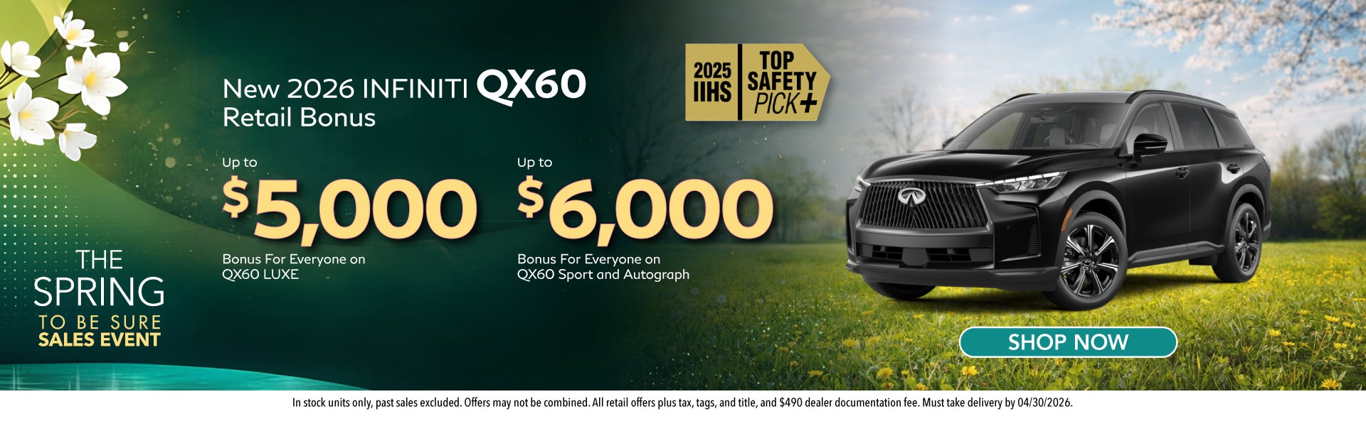 New 2026 INFINITI QX60 Retail Bonus