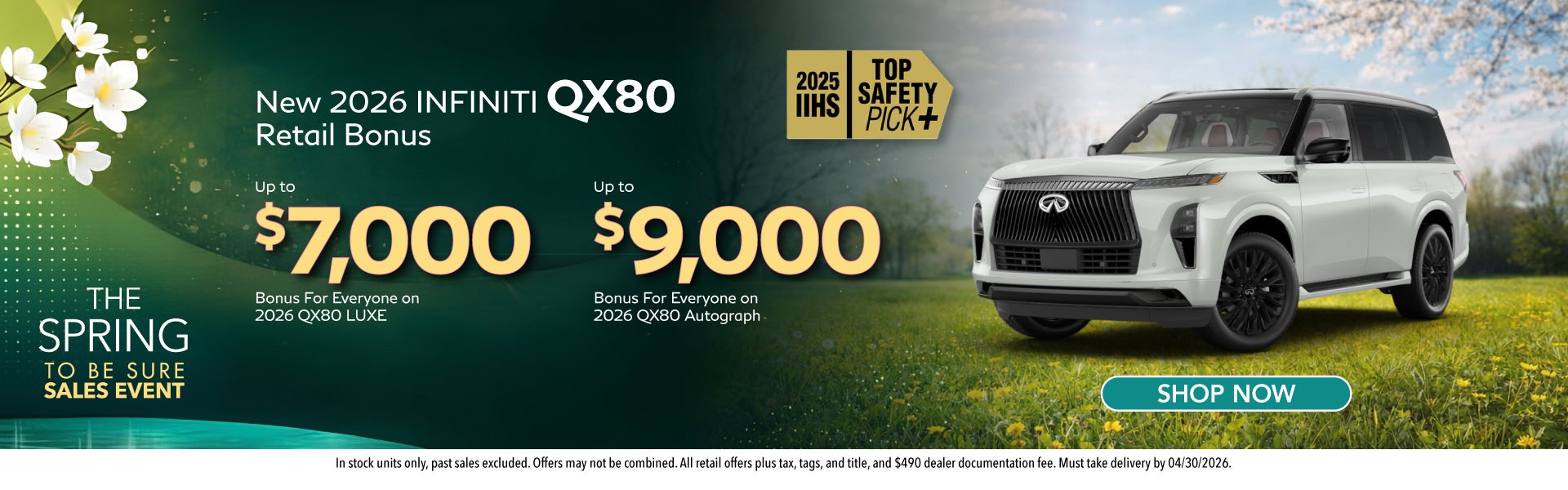 New 2026 INFINITI QX80 Retail Bonus