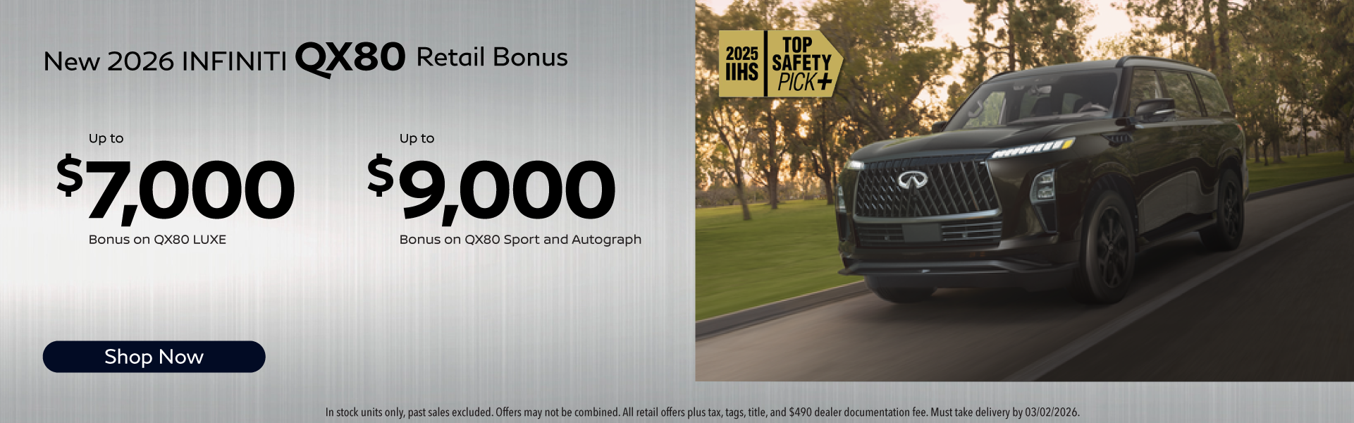New 2026 INFINITI QX80 Retail Bonus