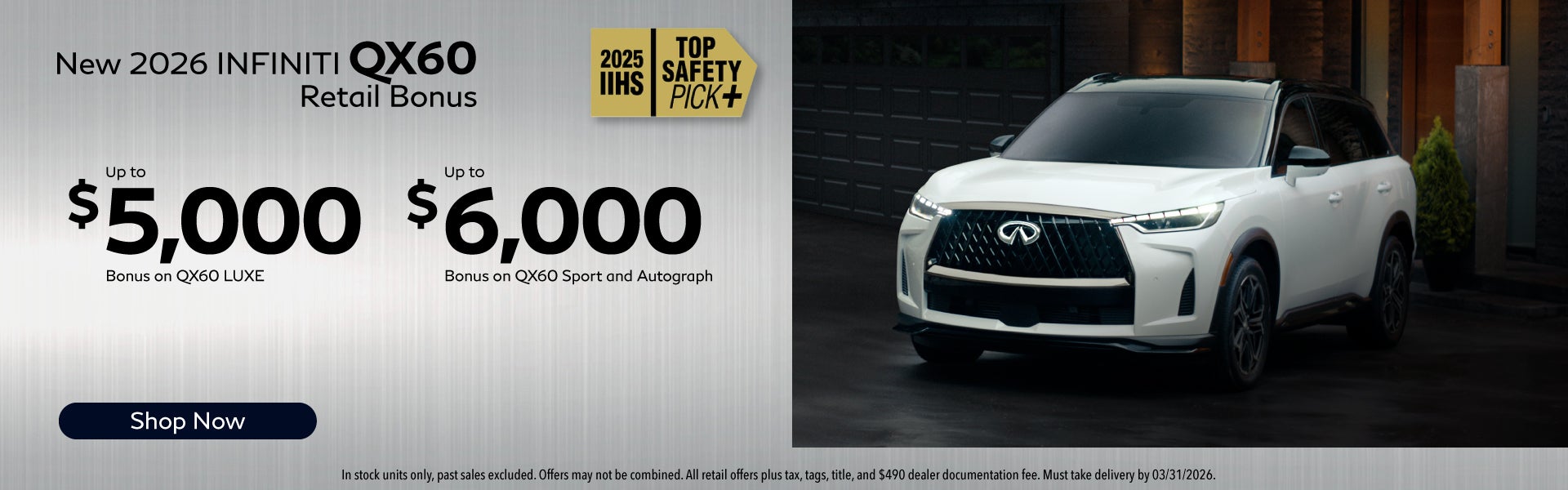New 2026 INFINITI QX60 Retail Bonus