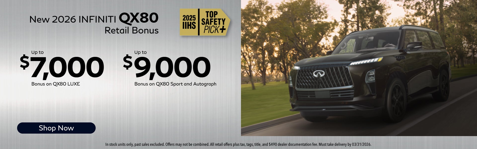 New 2026 INFINITI QX80 Retail Bonus
