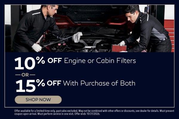 10% Engine or Cabin Filters